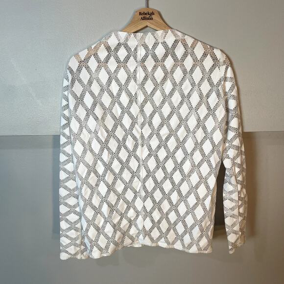 Maje White Lamour Diamond Lace Boatneck Sheer Blouse Size 1 / Small - Picture 10 of 12